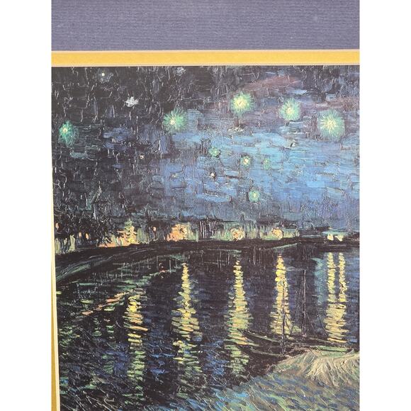 Framed Van Gogh Starry Night Over‎ The Rhone Lithograph Portal Pub. 11x14 Litho - Picture 5 of 15
